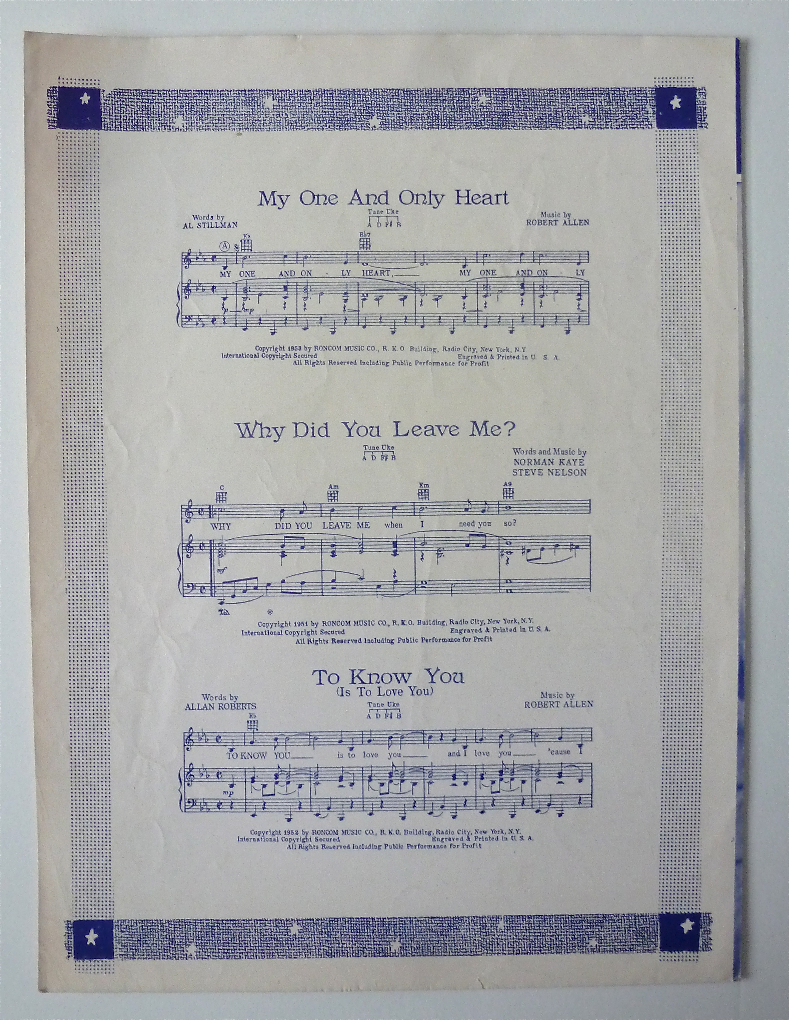 Sheet Music For 1953 You Alone (Solo Tu)