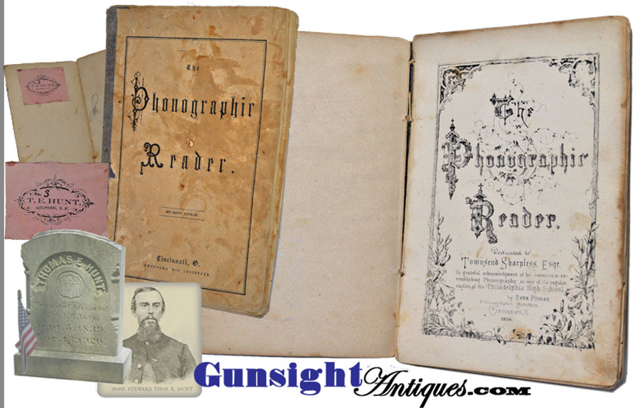 rare! period shorthand instruction book of the 12th New Hampshire Hospital Steward