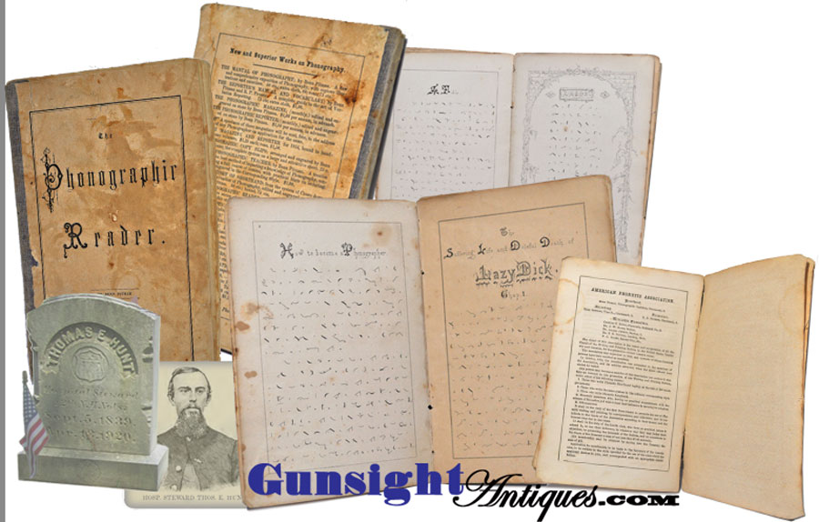 rare! period shorthand instruction book of the 12th New Hampshire  Hospital Steward