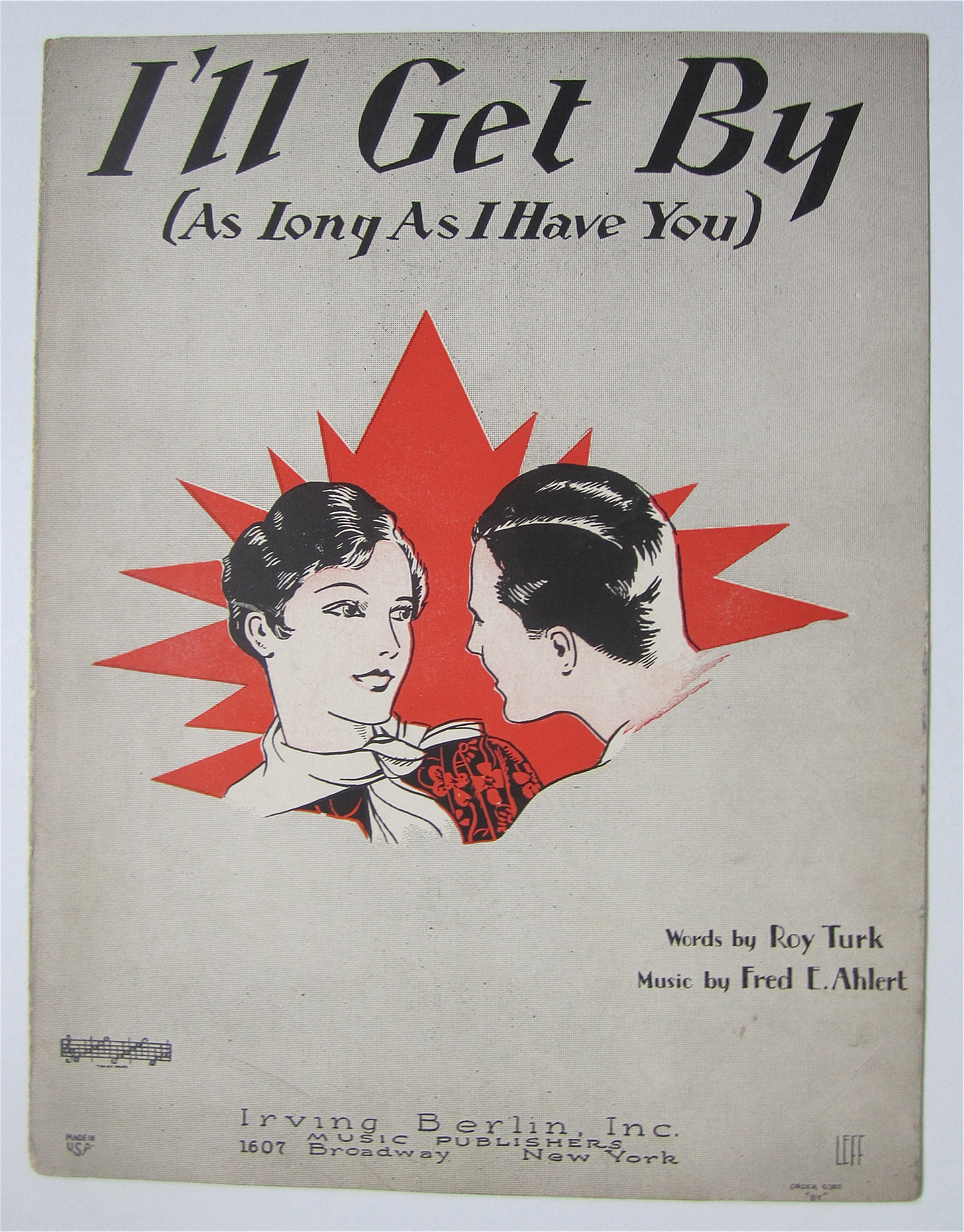 Sheet Music 1928 I'll Get By (As Long As I Have You)