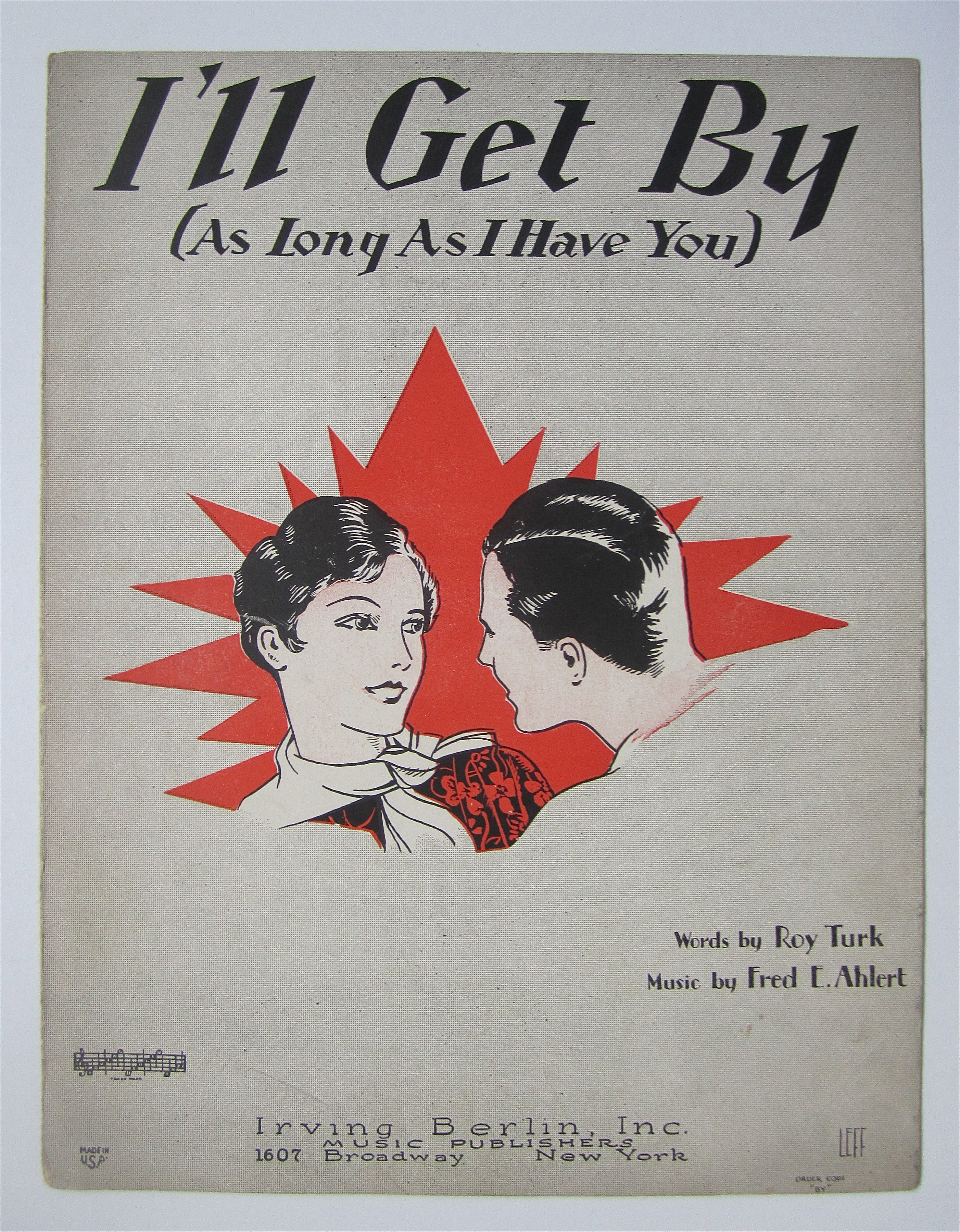 Sheet Music 1928 I'll Get By (As Long As I Have You)