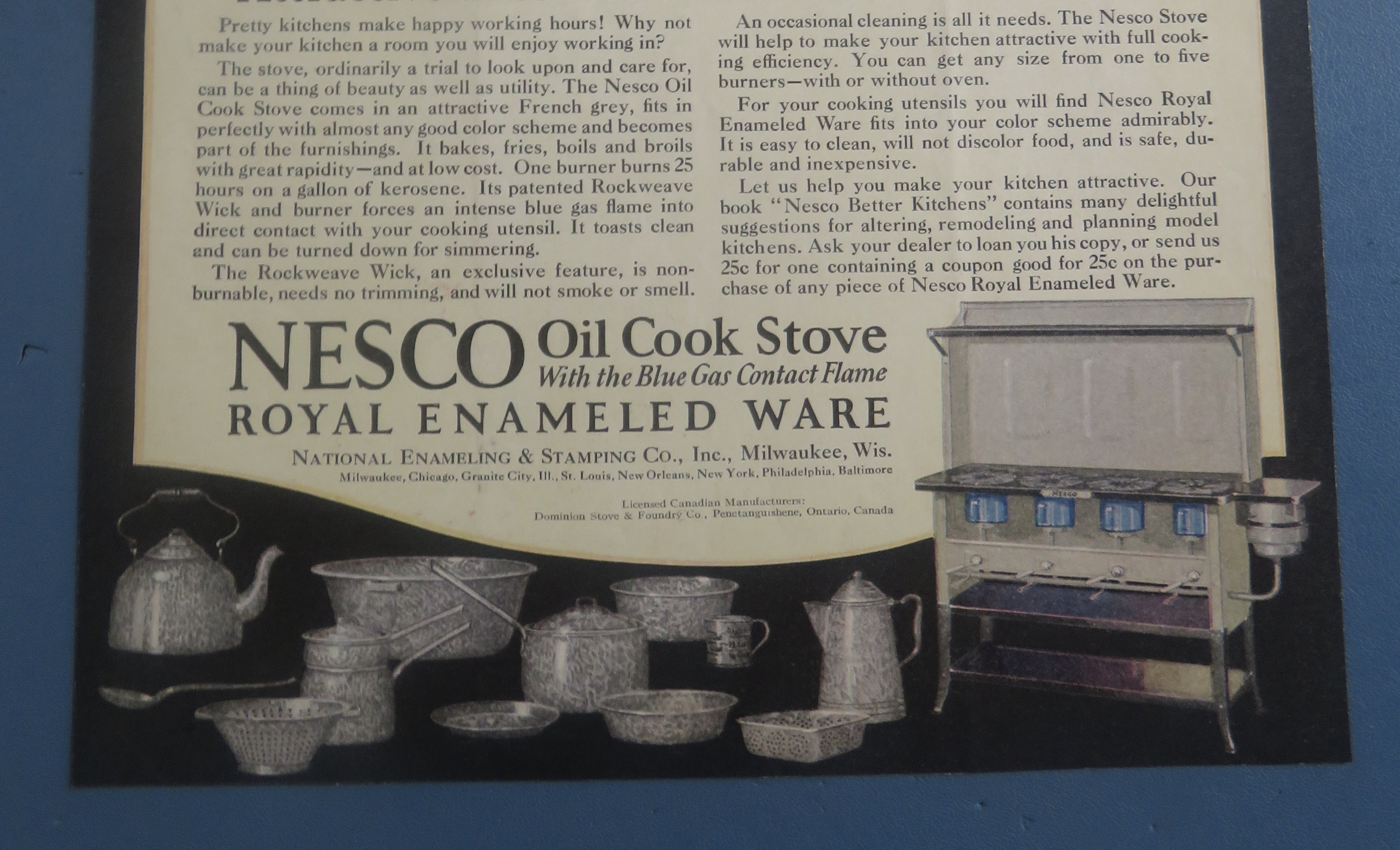 1928 Nesco Oil Cook Stove with Woman Cooking