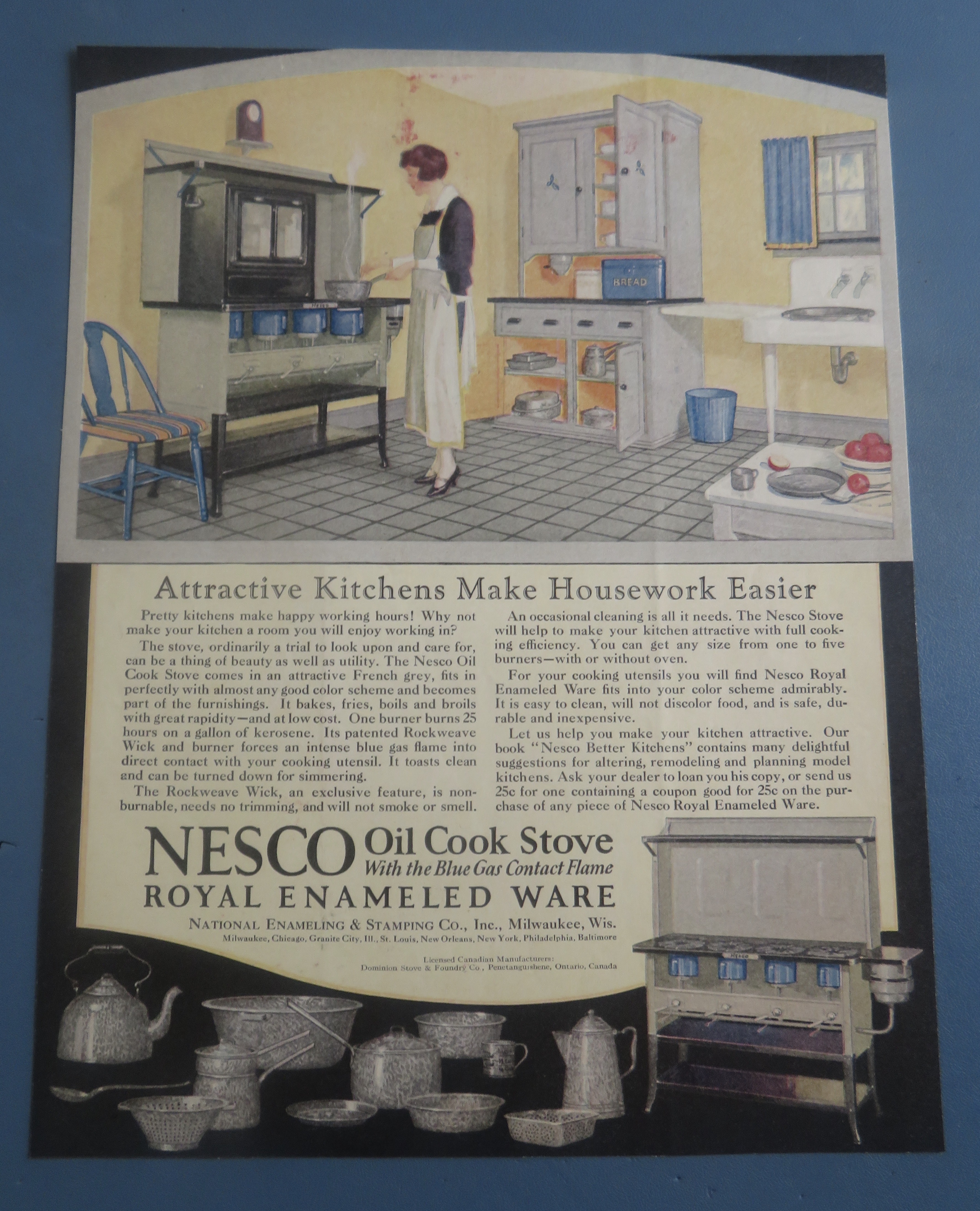 1928 Nesco Oil Cook Stove with Woman Cooking
