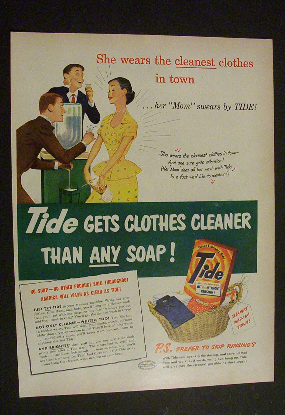 1951 Dual Ad:  Kaiser  &  Tide  Detergent