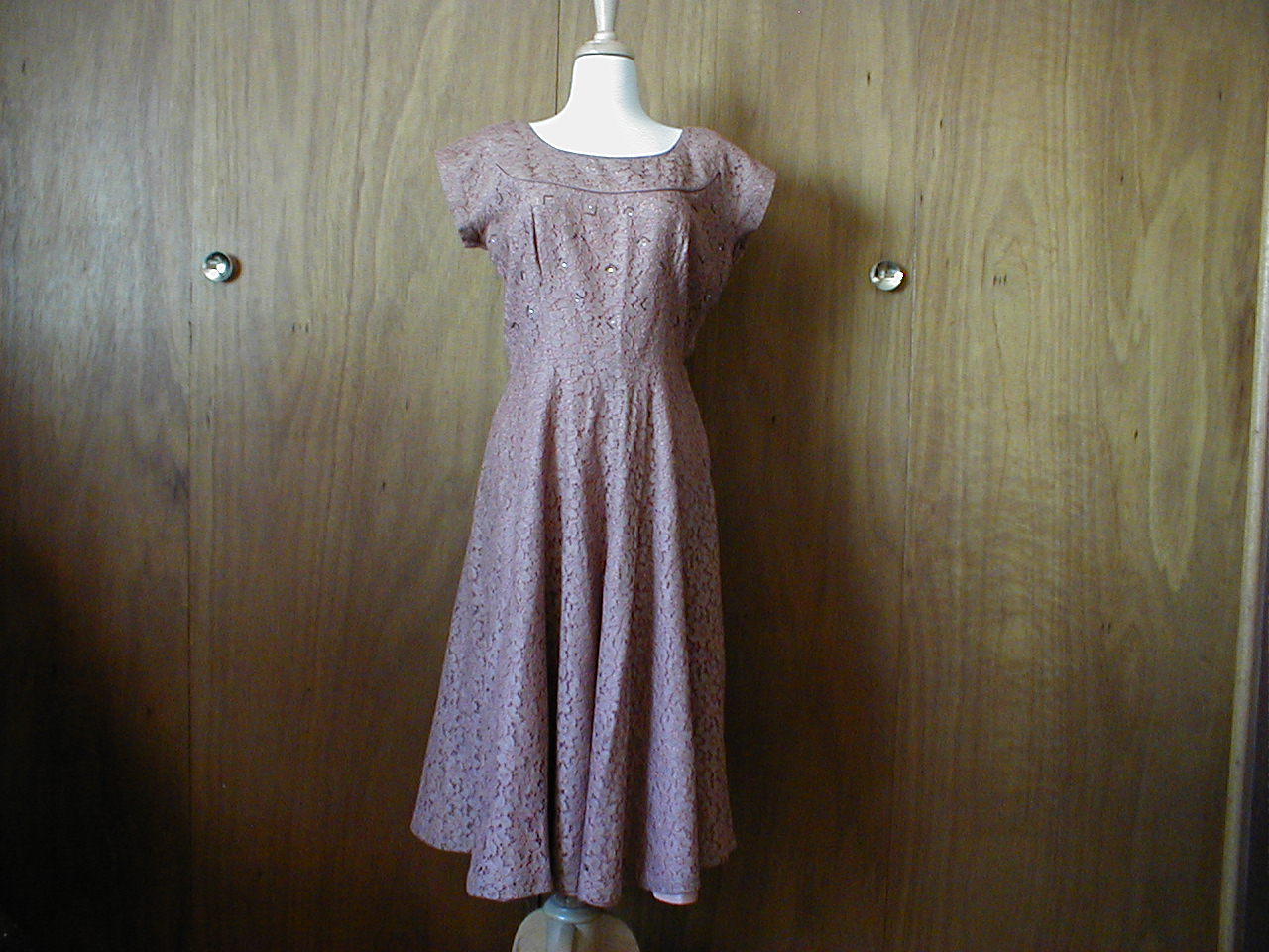 Pink Lace 1940s Dress