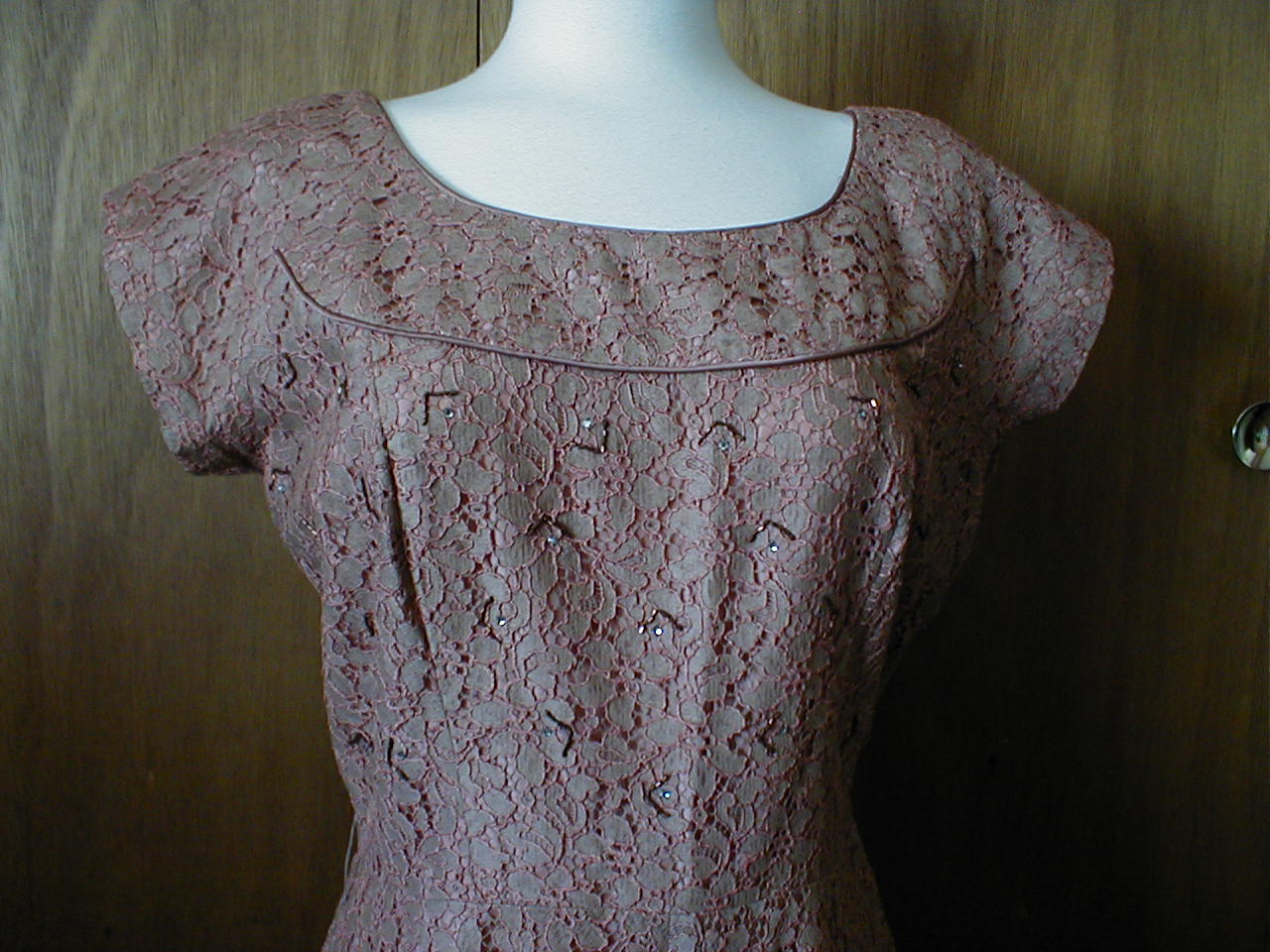Pink Lace 1940s Dress