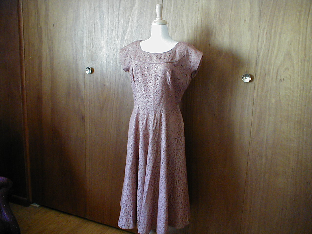 Pink Lace 1940s Dress