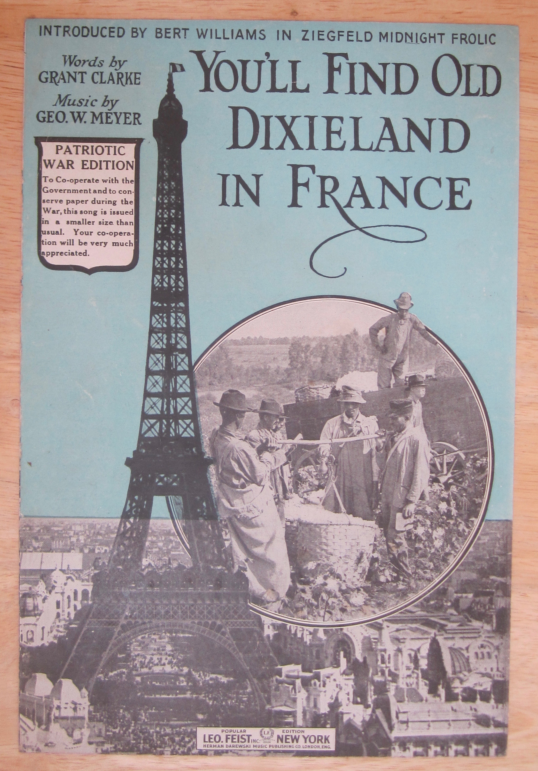 1918 You'll Find Old Dixieland In France Sheet Music