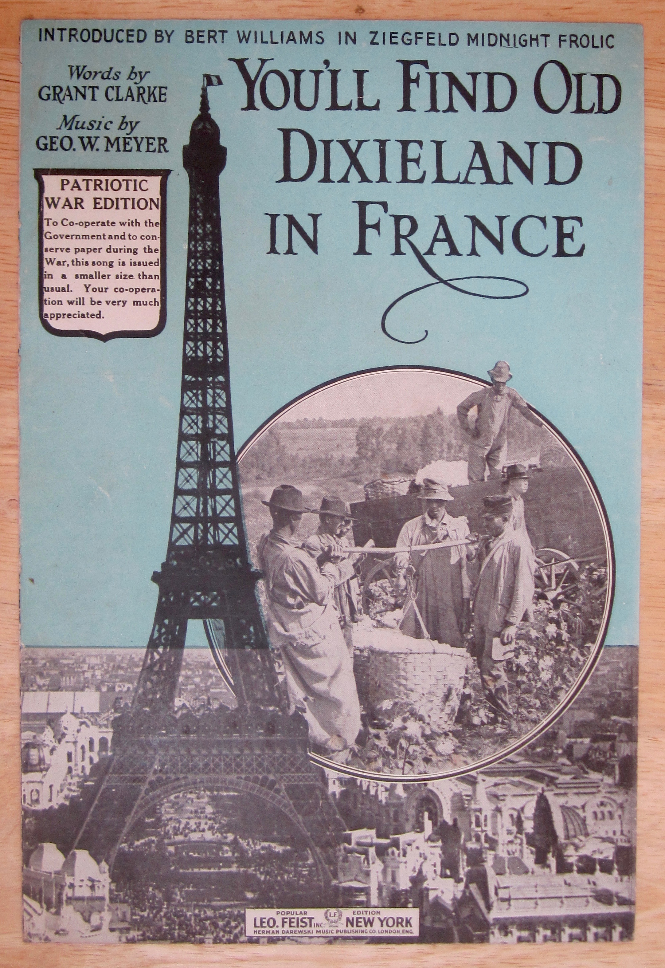 1918 You'll Find Old Dixieland In France Sheet Music