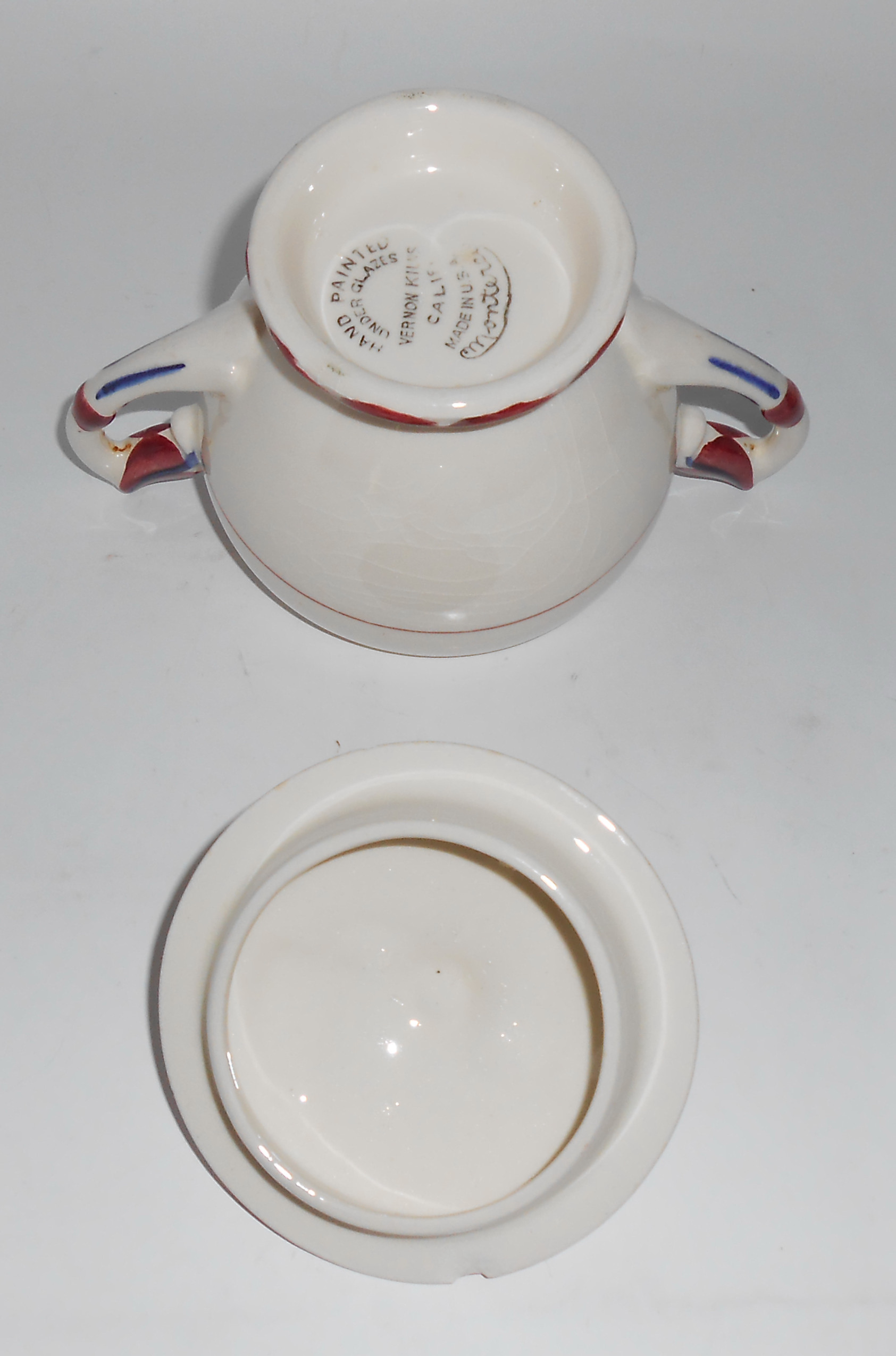 Vernon Kilns Pottery Monterey Sugar Bowl W/Lid!