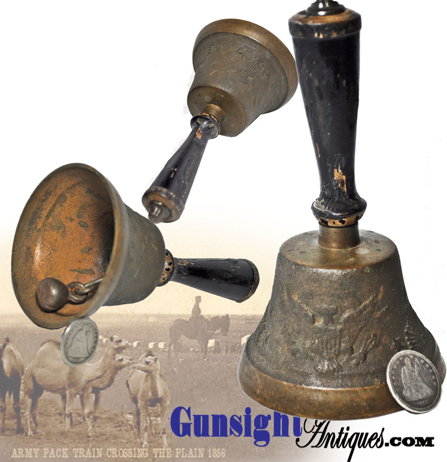 Patriotic DESK BELL from period repurposed pre Civil War - US Army Camel Corps bell