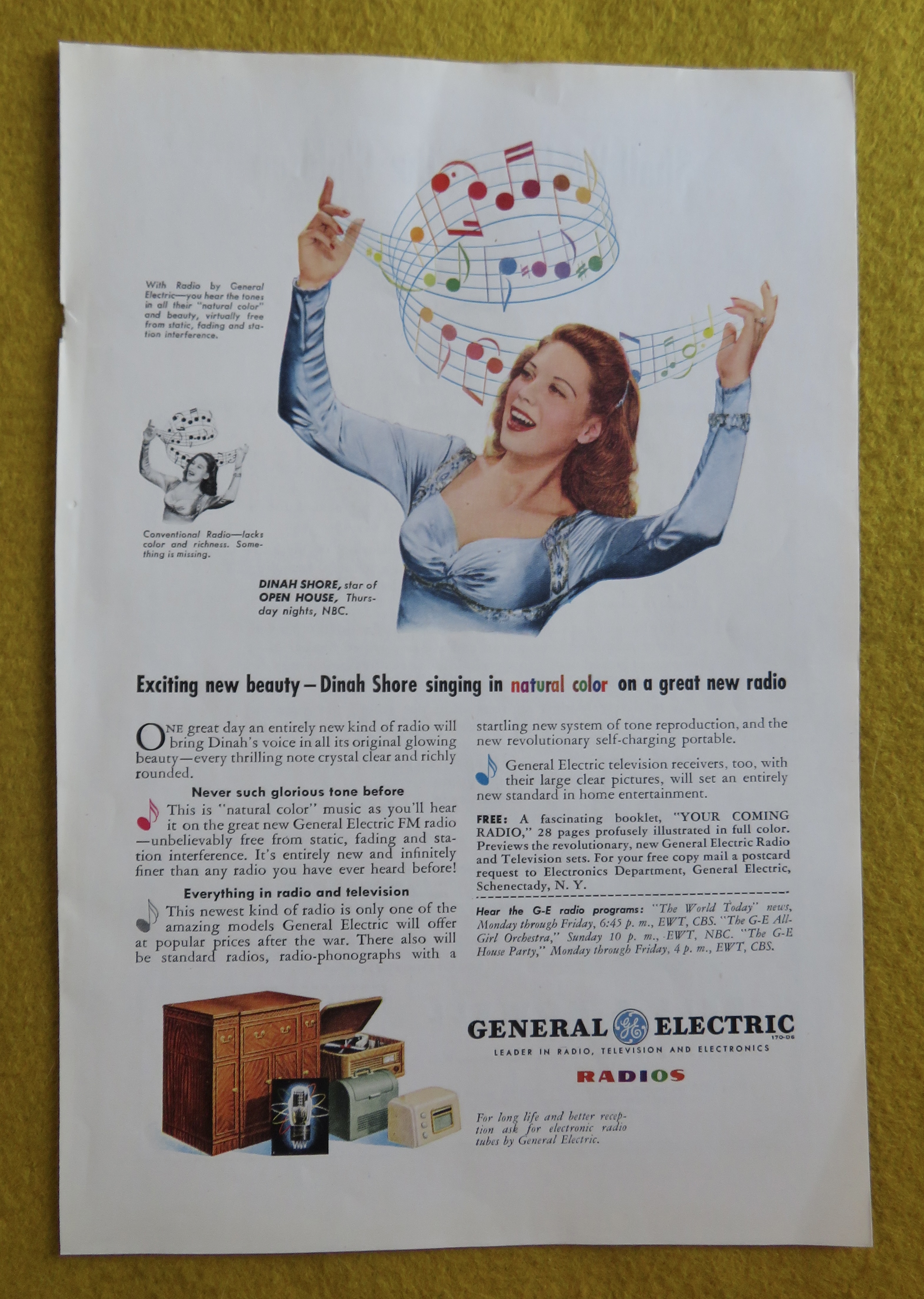 1945 General Electric Radio with Dinah Shore