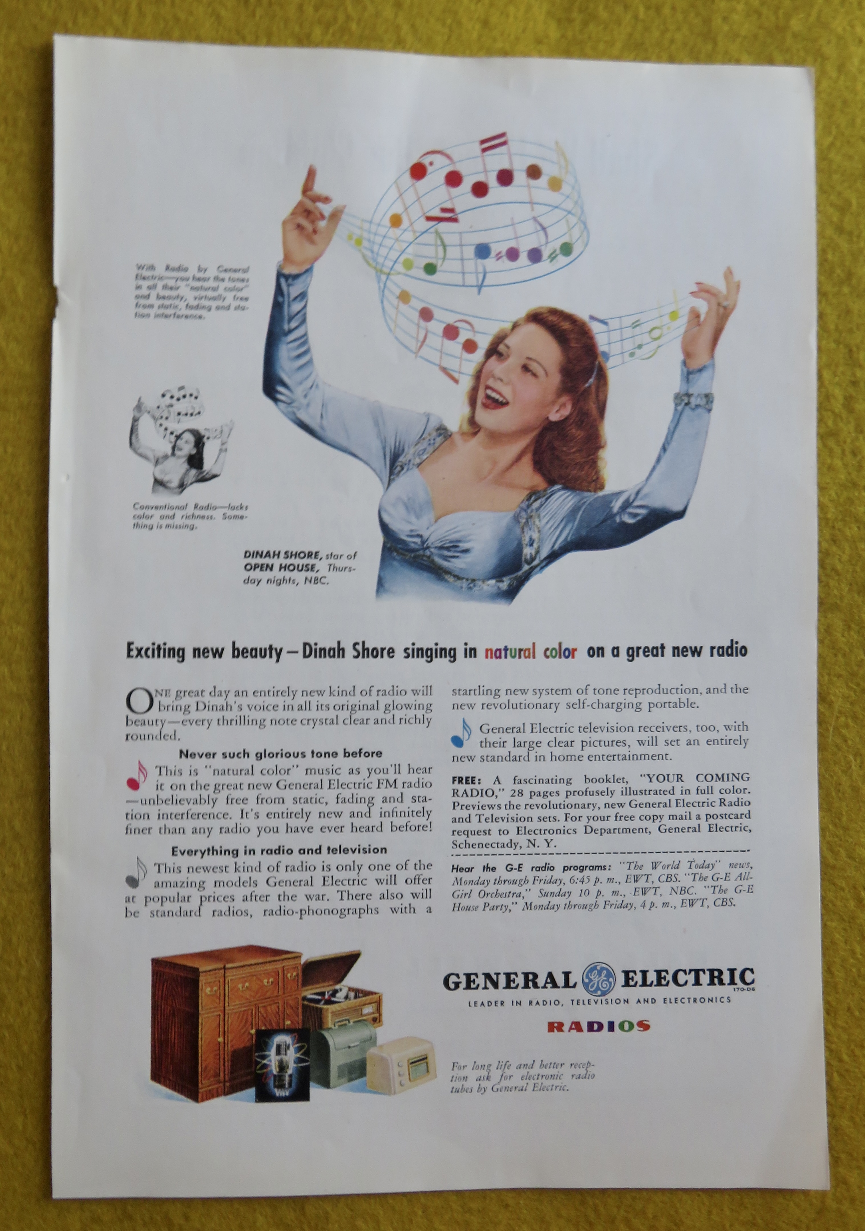 1945 General Electric Radio with Dinah Shore