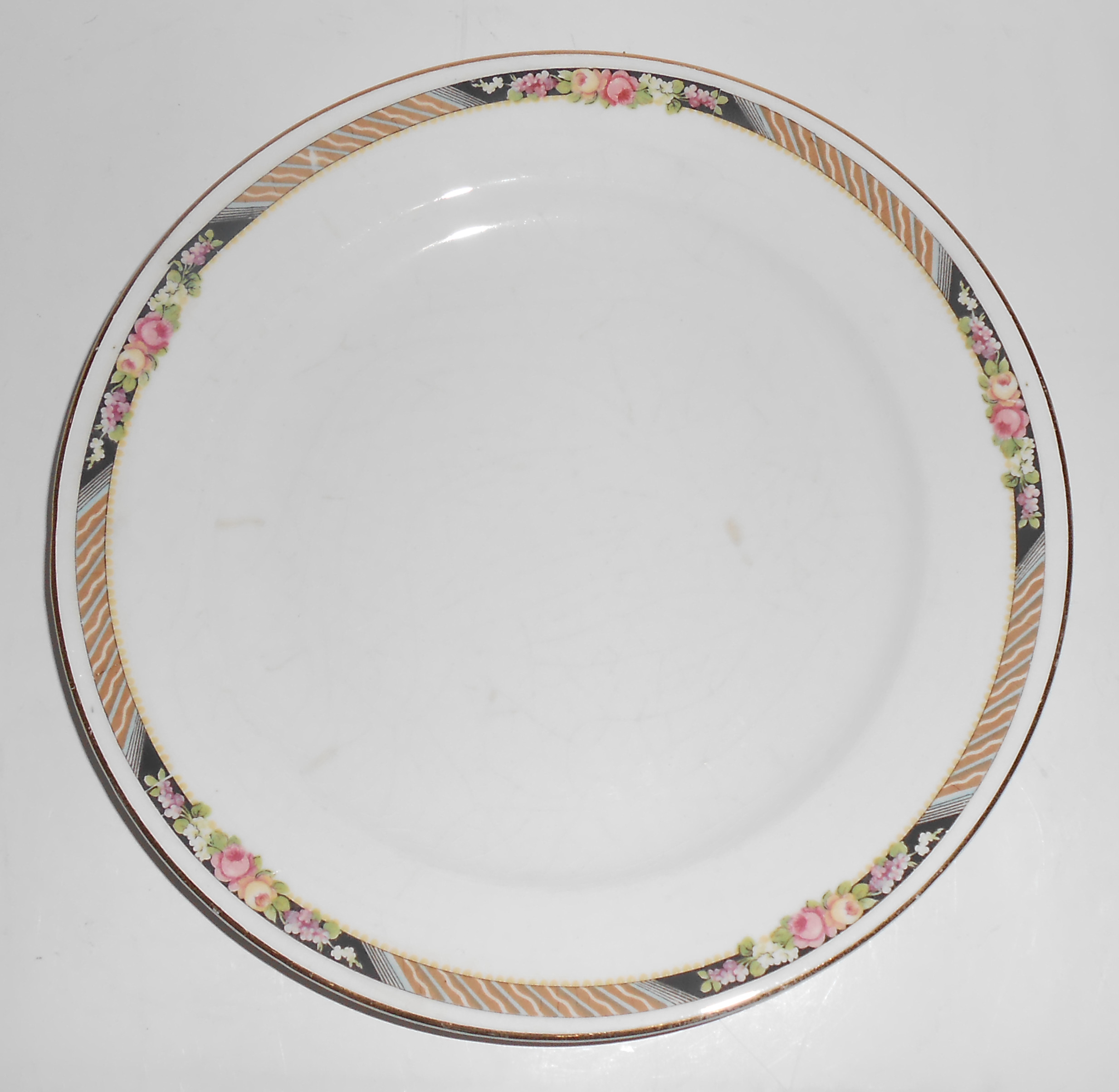 Carrolton China Floral w/Stripes Salad Plate!