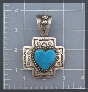 ROCKI GORMAN  Turquoise Heart Sterling Silver Pendant
