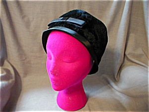 Black Fur and Satin Hat