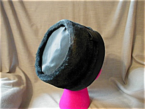 Black Fur and Satin Hat