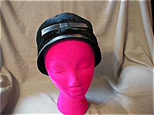 Black Fur and Satin Hat
