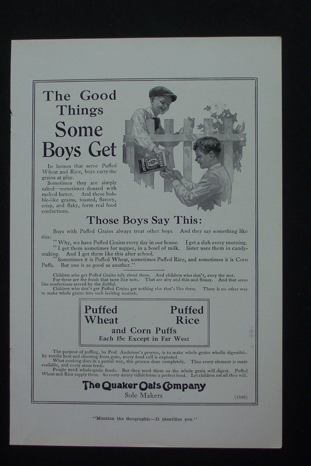 1917 Quaker Oats Company with 2 Boys