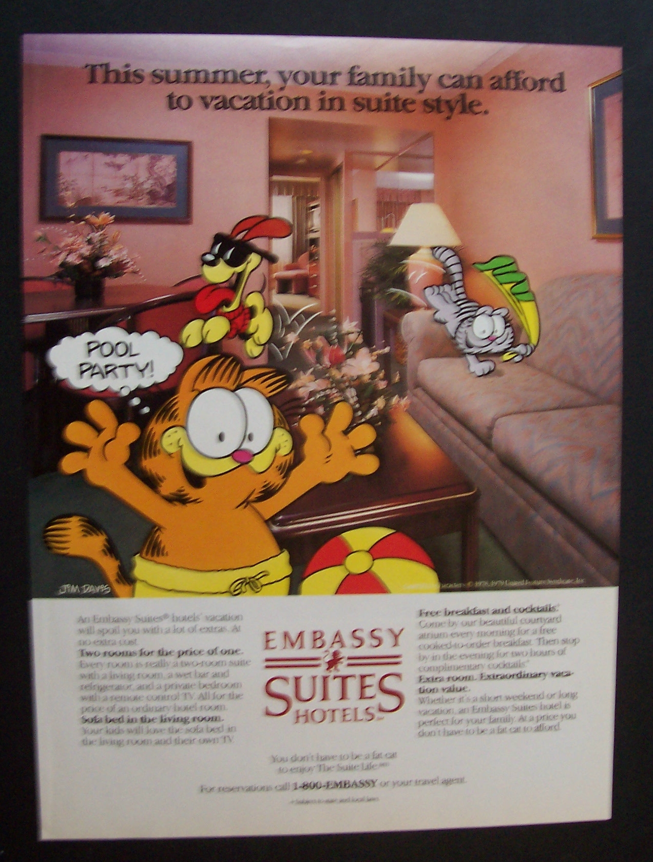 1987 Embassy Suites Hotels with Garfield The Cat