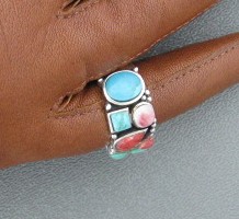 Sterling Silver Turquoise Spiny Oyster Ring