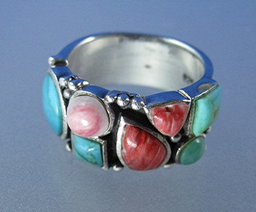 Sterling Silver Turquoise Spiny Oyster Ring