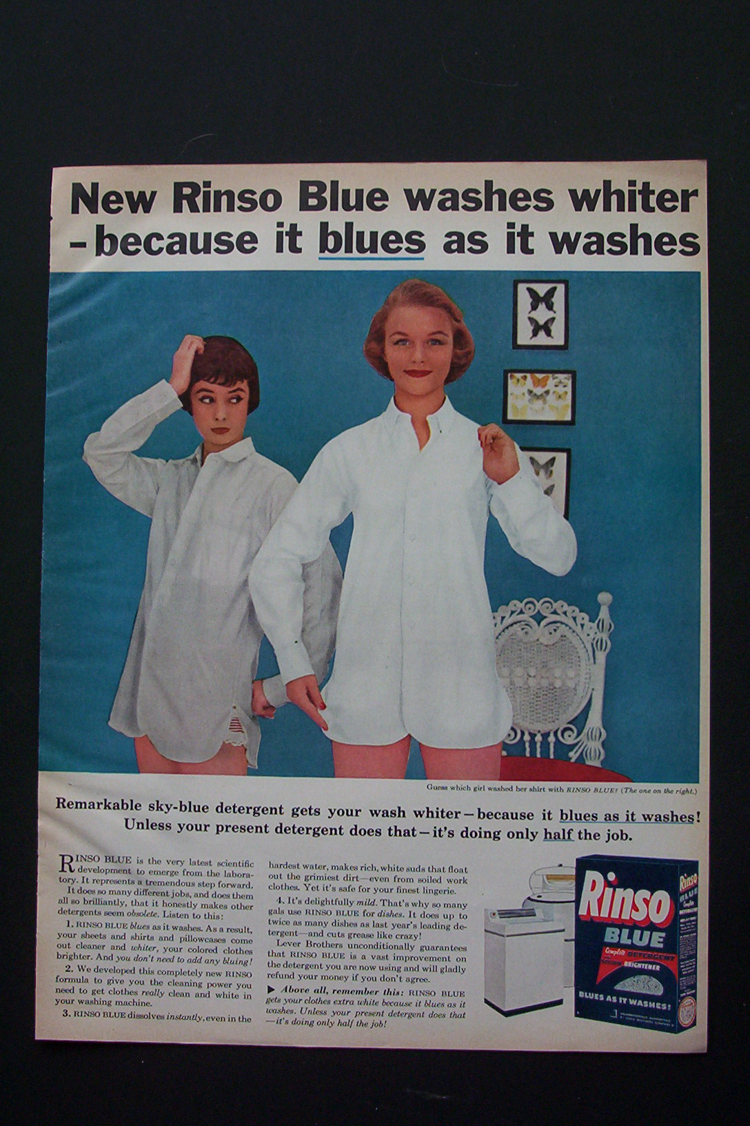 1956 Rinso Blue Detergent with Which Girl Washed Shirt