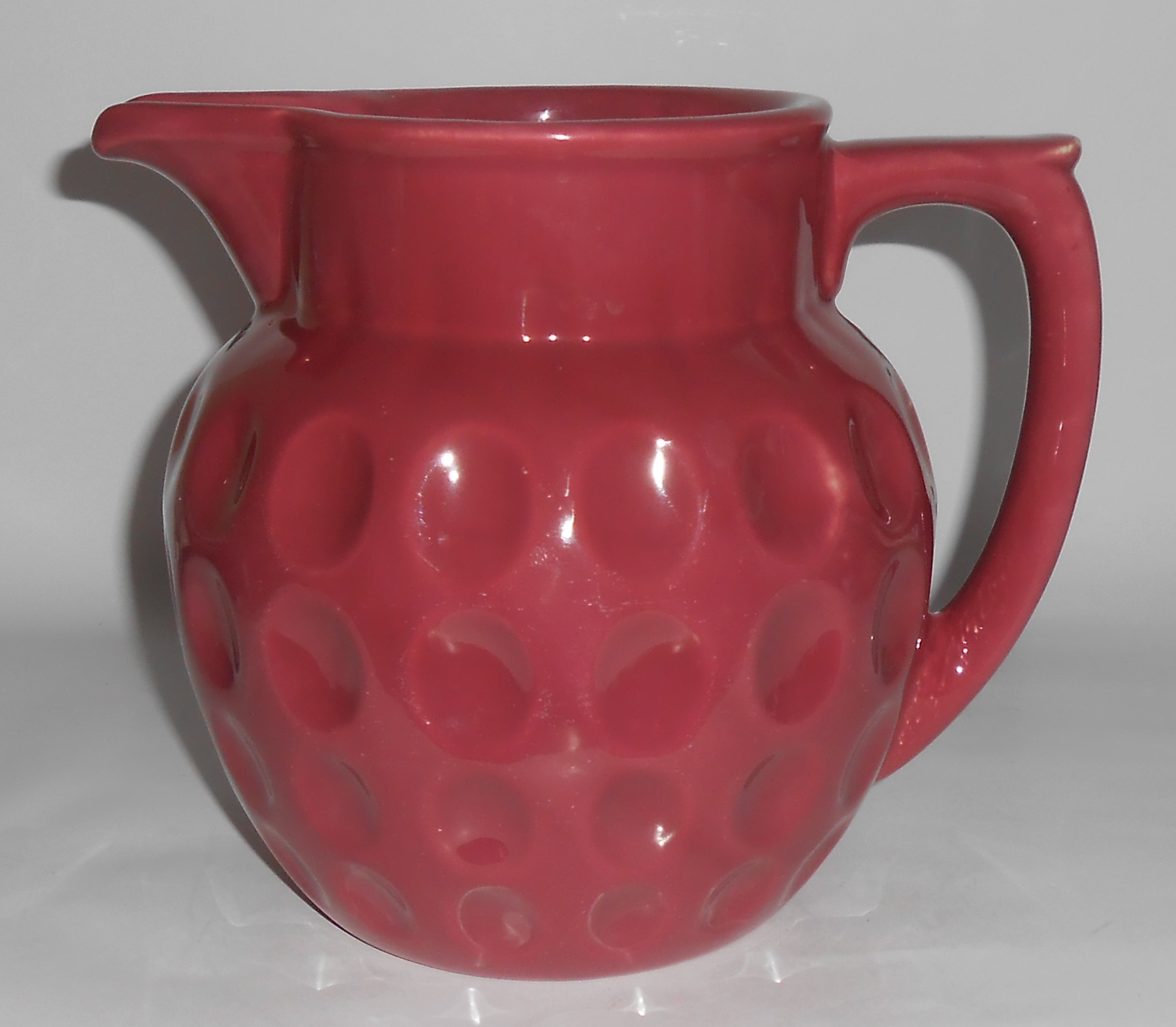 Coors Pottery Rosebud Red Dimple Pitcher! MINT