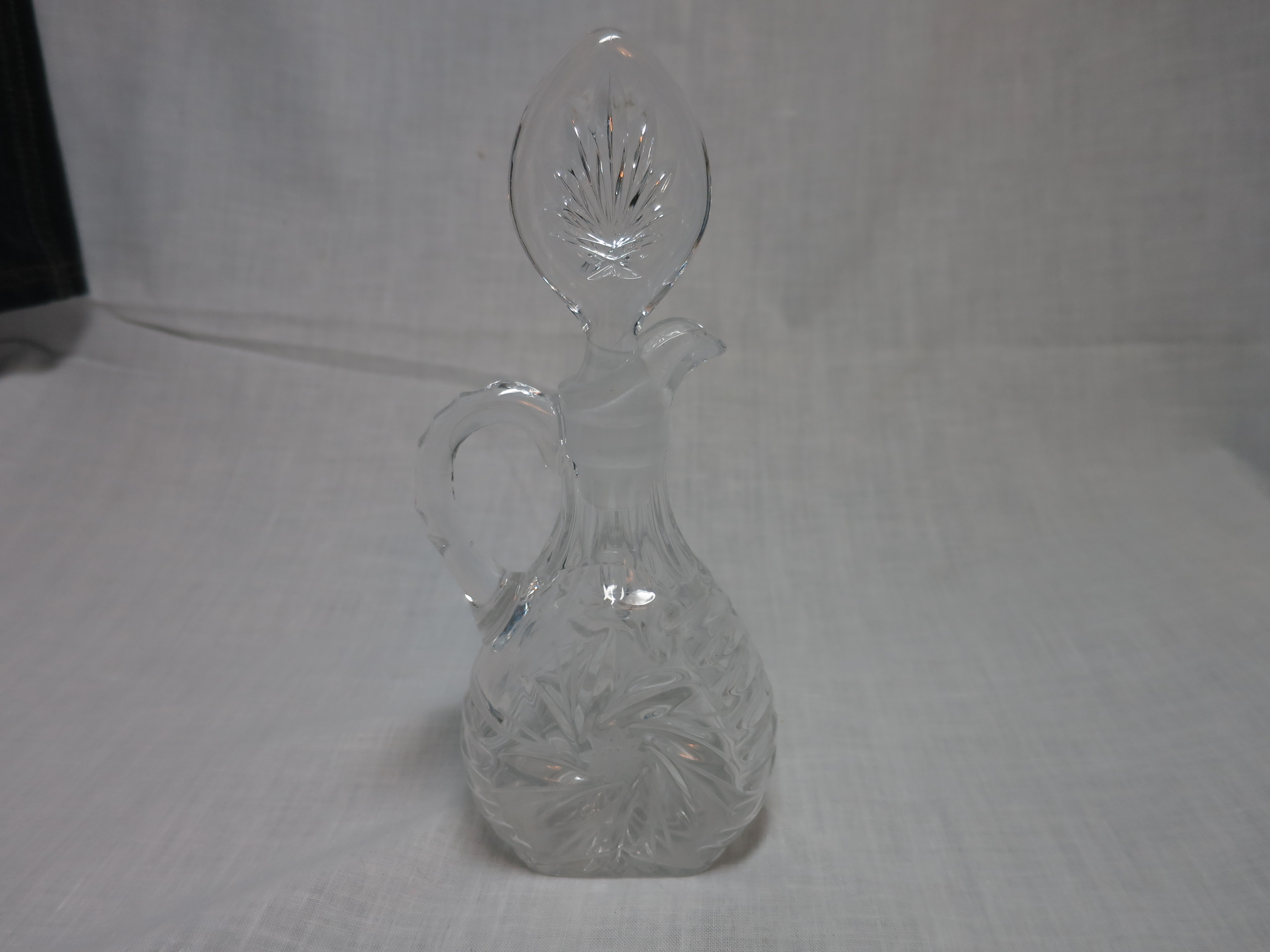 Cut Etched Crystal Pinwheel Cruet Sisters of Holy Cross