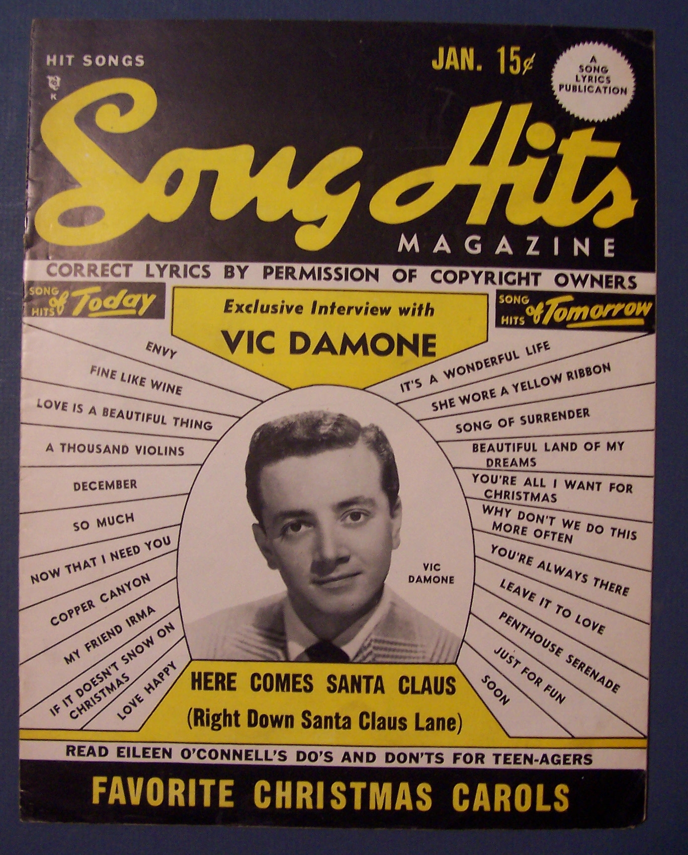 Song Hits Magazine - Jan 1950 - Vic Damone Cover