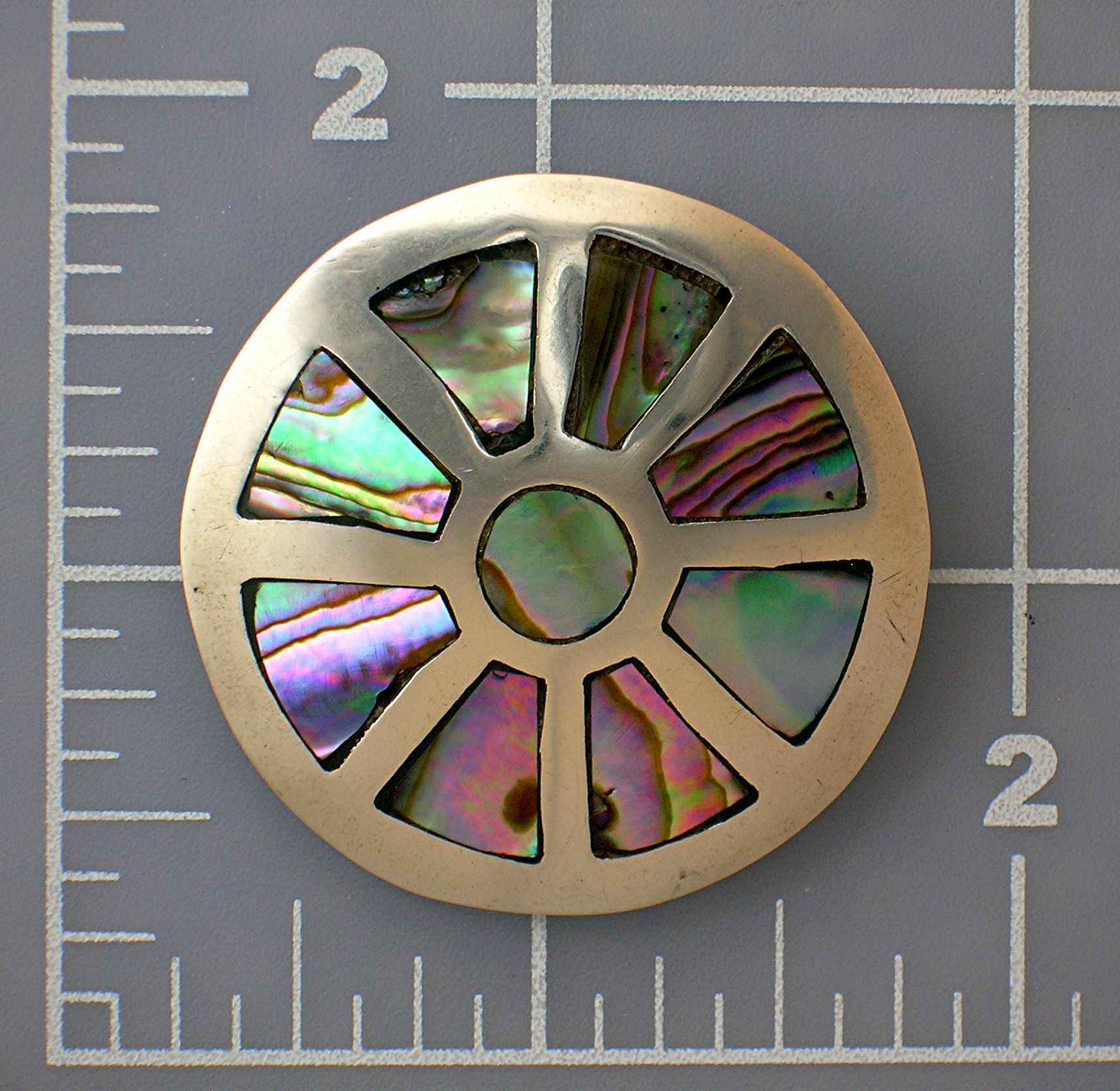 Sterling Silver Taxco Mother of Pearl Inlay Pin
