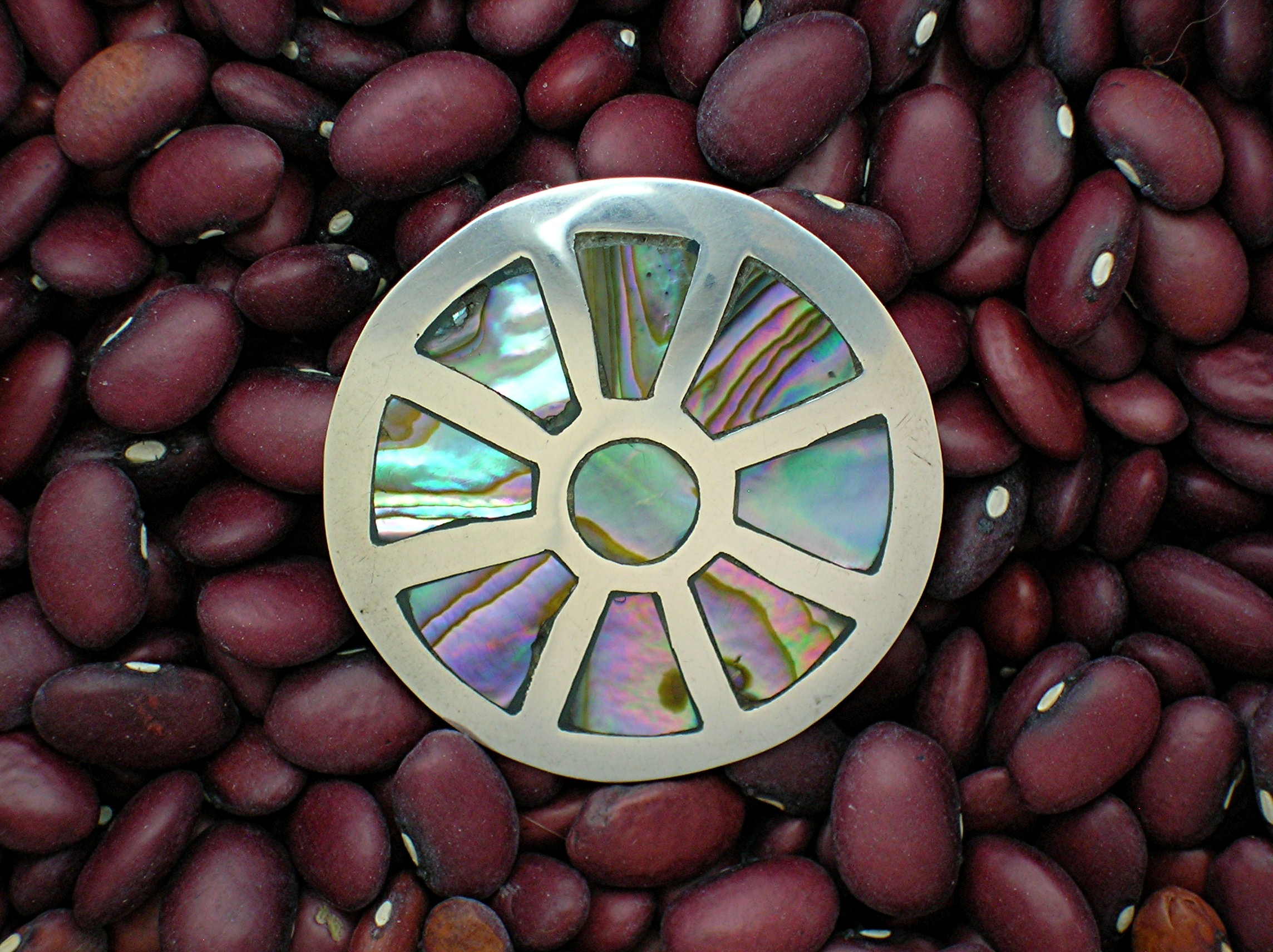 Sterling Silver Taxco Mother of Pearl Inlay Pin