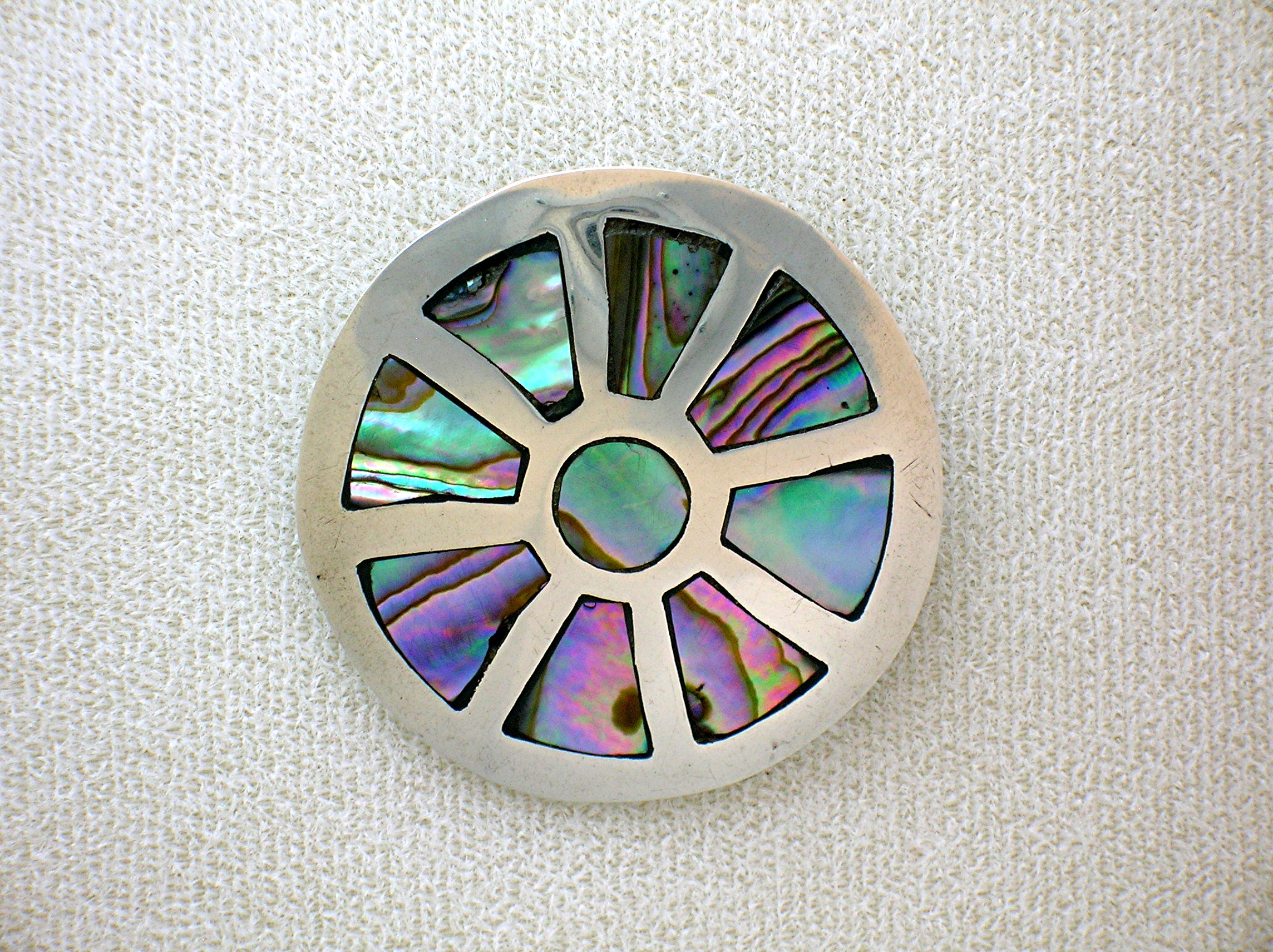 Sterling Silver Taxco Mother of Pearl Inlay Pin