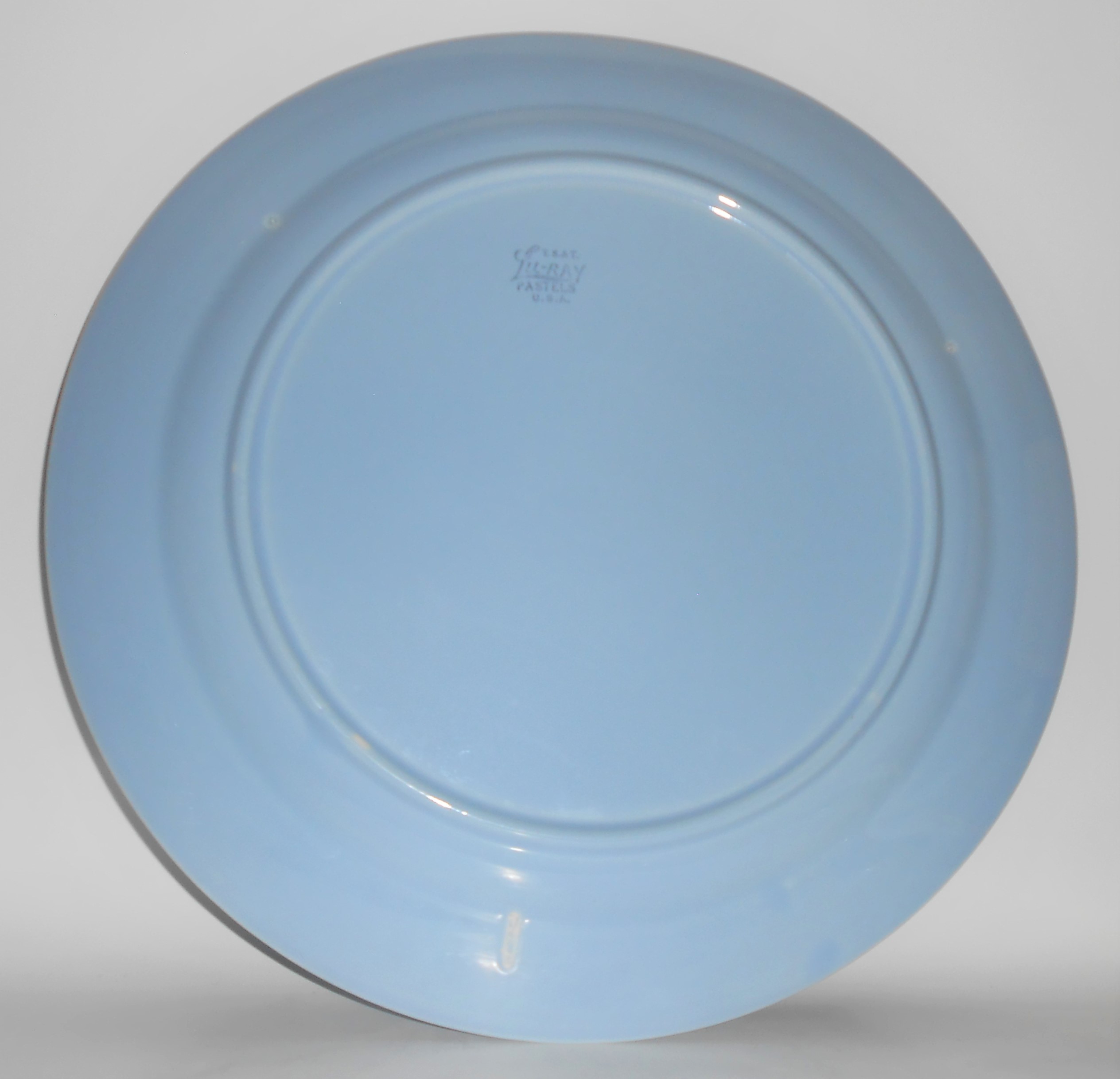 T S & T Lu-Ray Pastels Pottery Blue Chop Plate