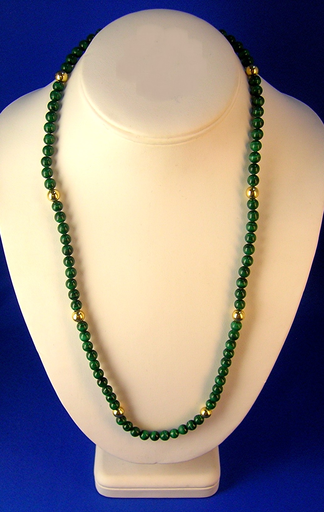 14K Gold Beads With 6mm Malachite Necklace