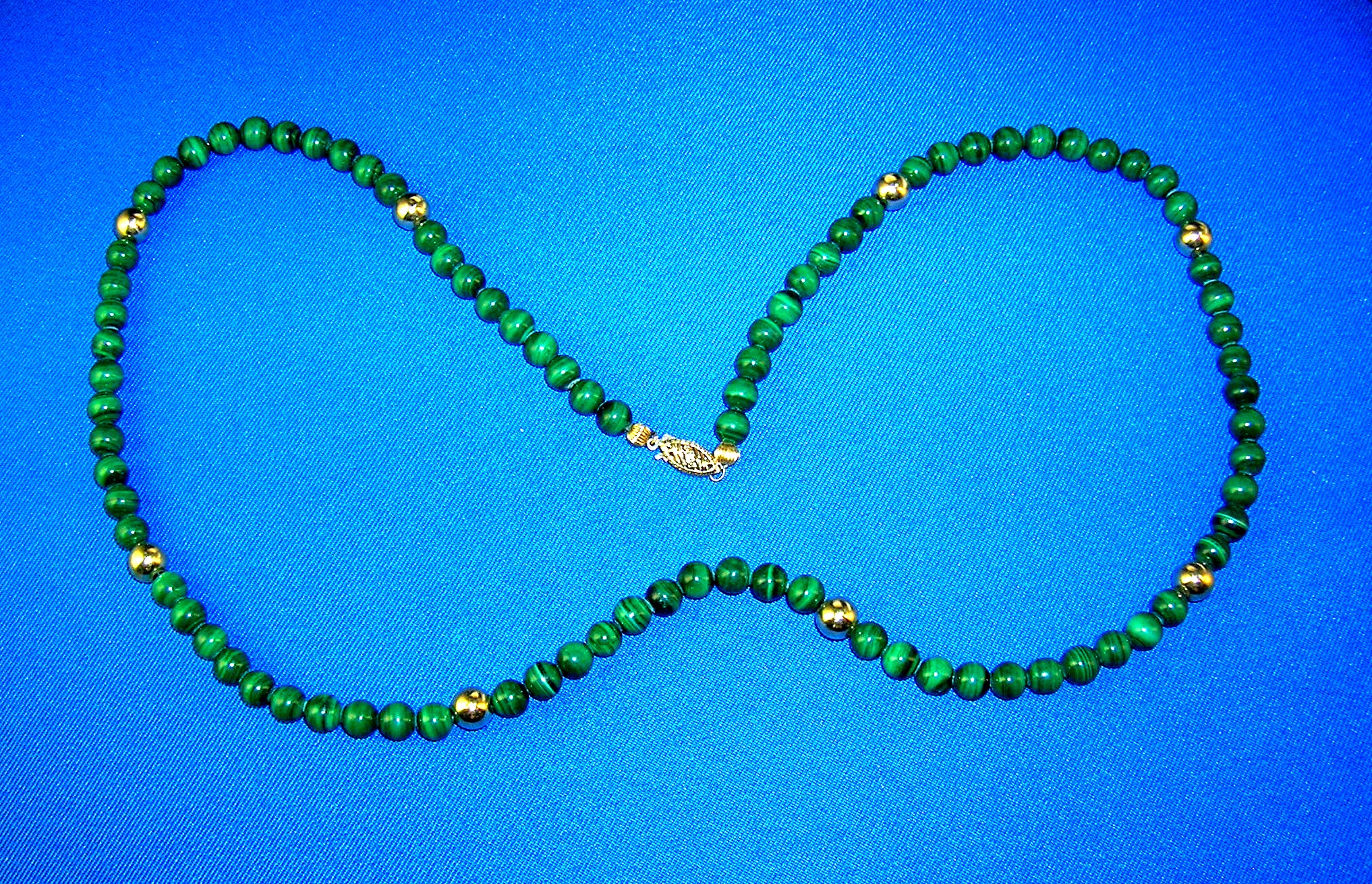 14K Gold Beads With 6mm Malachite Necklace