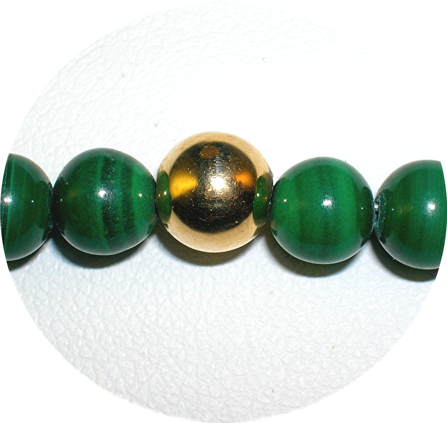 14K Gold Beads With 6mm Malachite Necklace