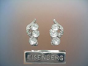 Crown Trifari Clip Earrings Vintage Gold Tone Wings
