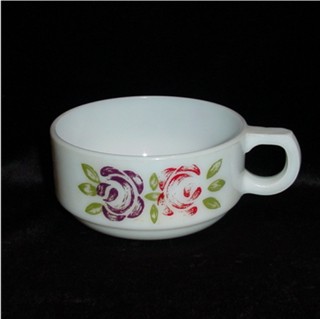Milk Glass Handled Soup Bowl