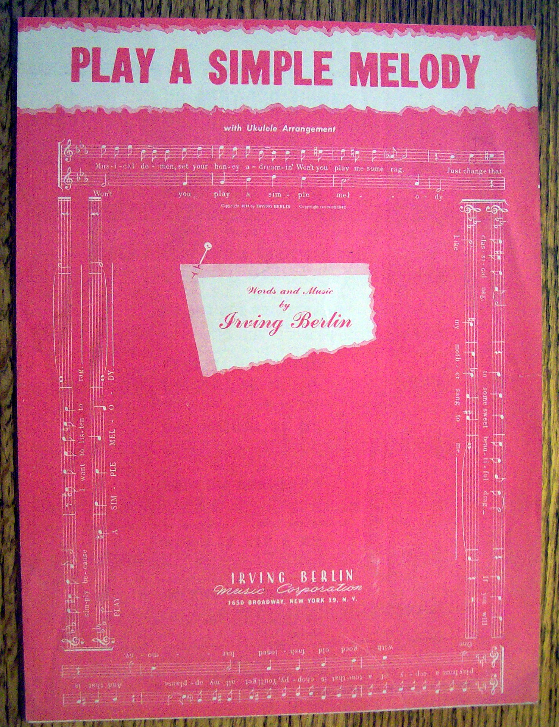 Sheet Music For 1942 Irving Berlin Play A Simple Melody