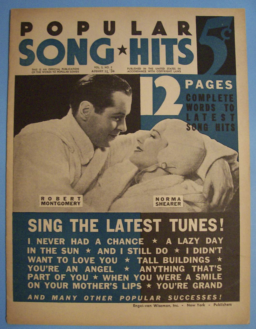 Popular Song Hits-August 25, 1934-Montgomery & Shearer