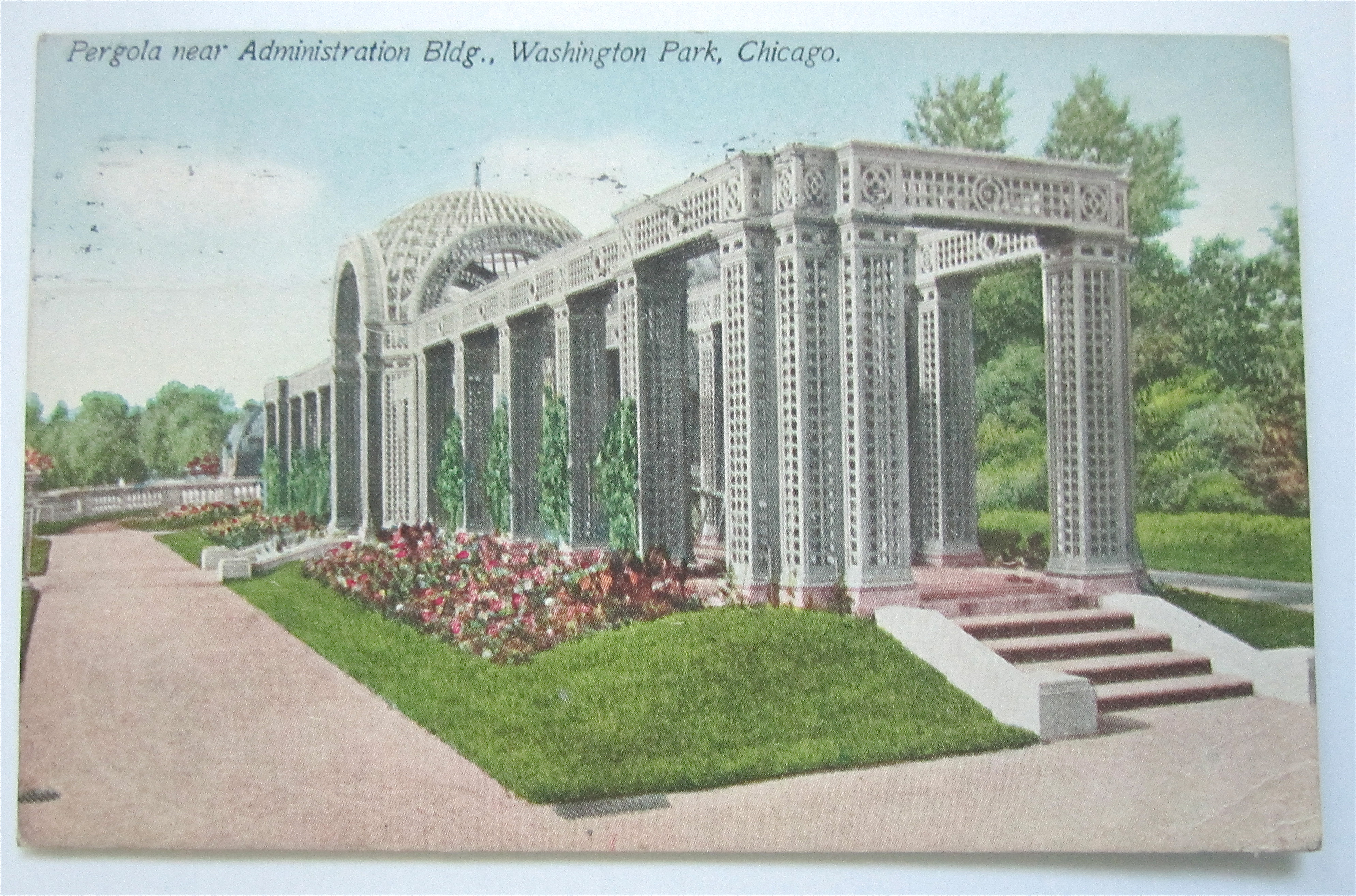 Pergola Near Administration Building, Chicago Postcard