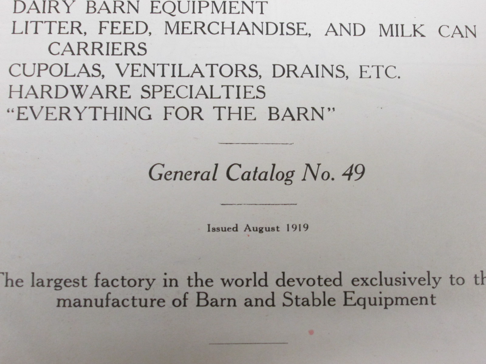 Louden Dairy Barn Door Stable Catalog 1919