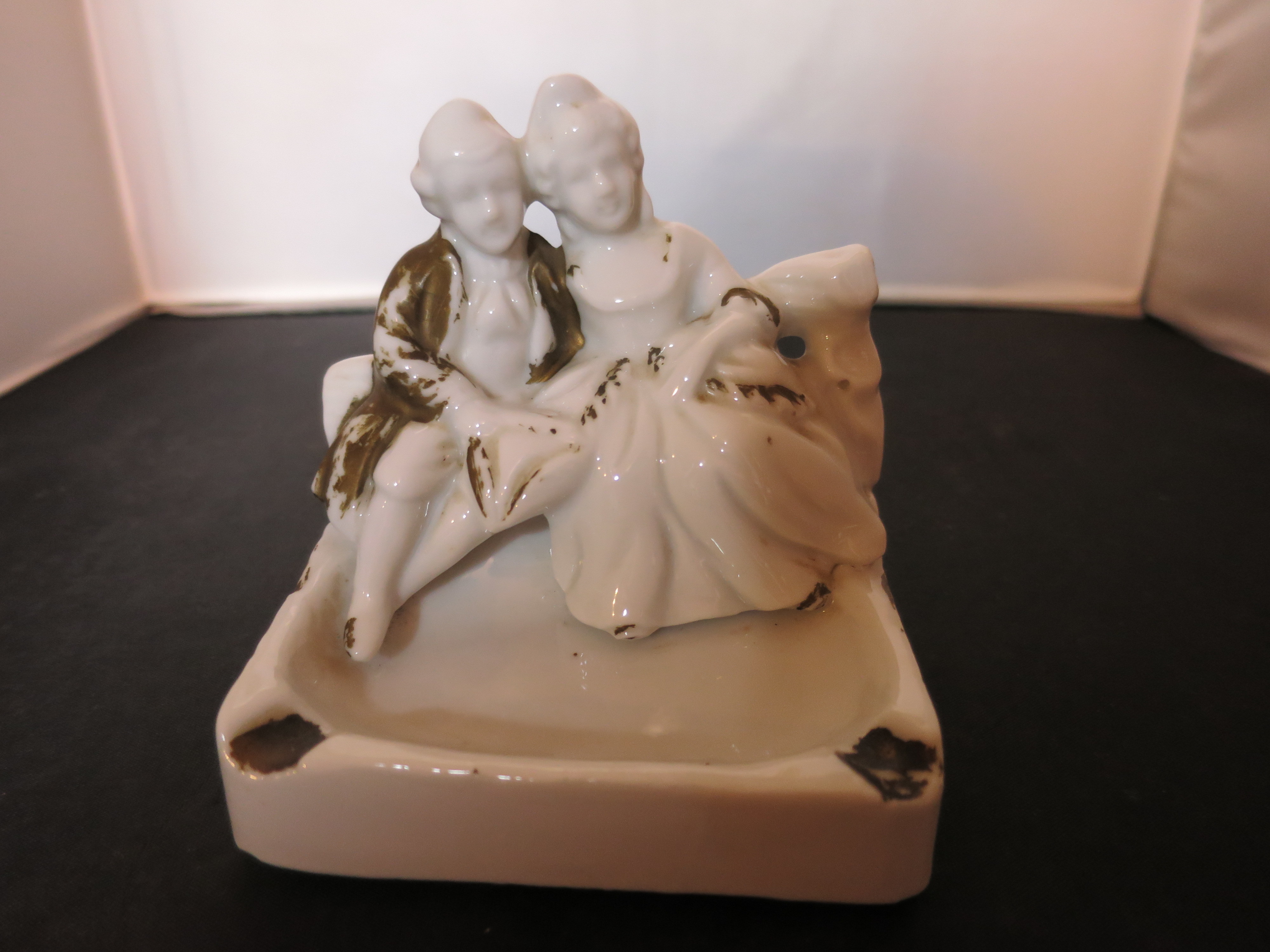 Vintage Victorian Couple Porcelain Ashtray Made in Japan