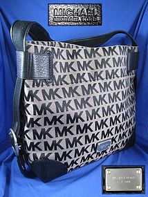 MICHAEL KORS Black Leather Fabric Hobo Bag