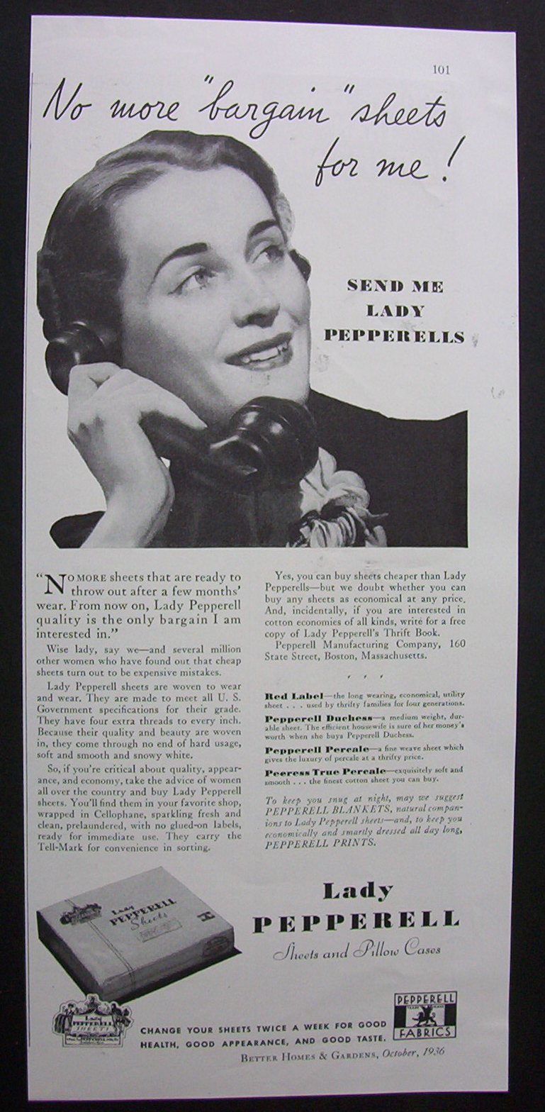 1936  Lady  Pepperell  Sheets and Pillow  Cases