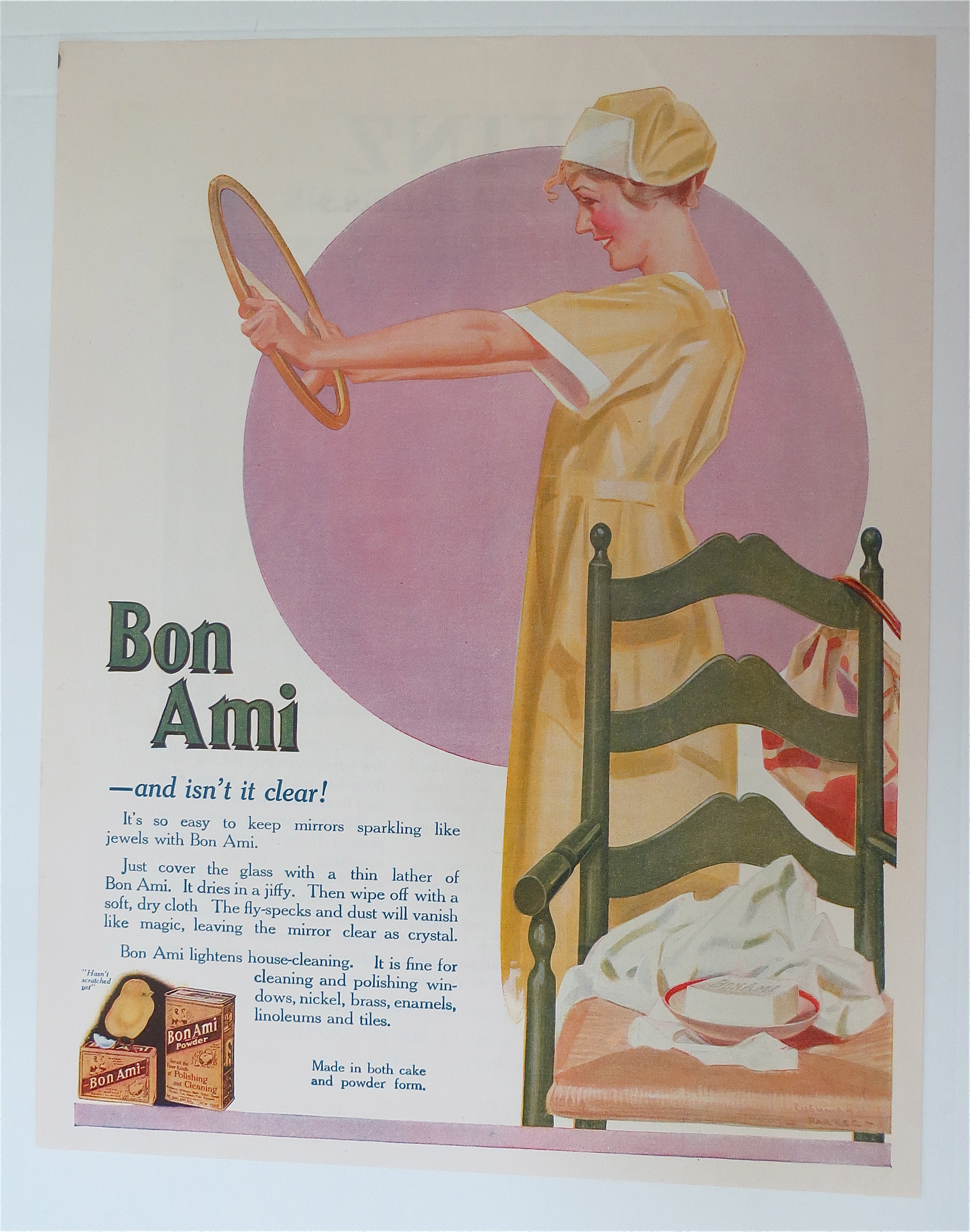 1920 Bon Ami with Woman Looking in a Clean Mirror