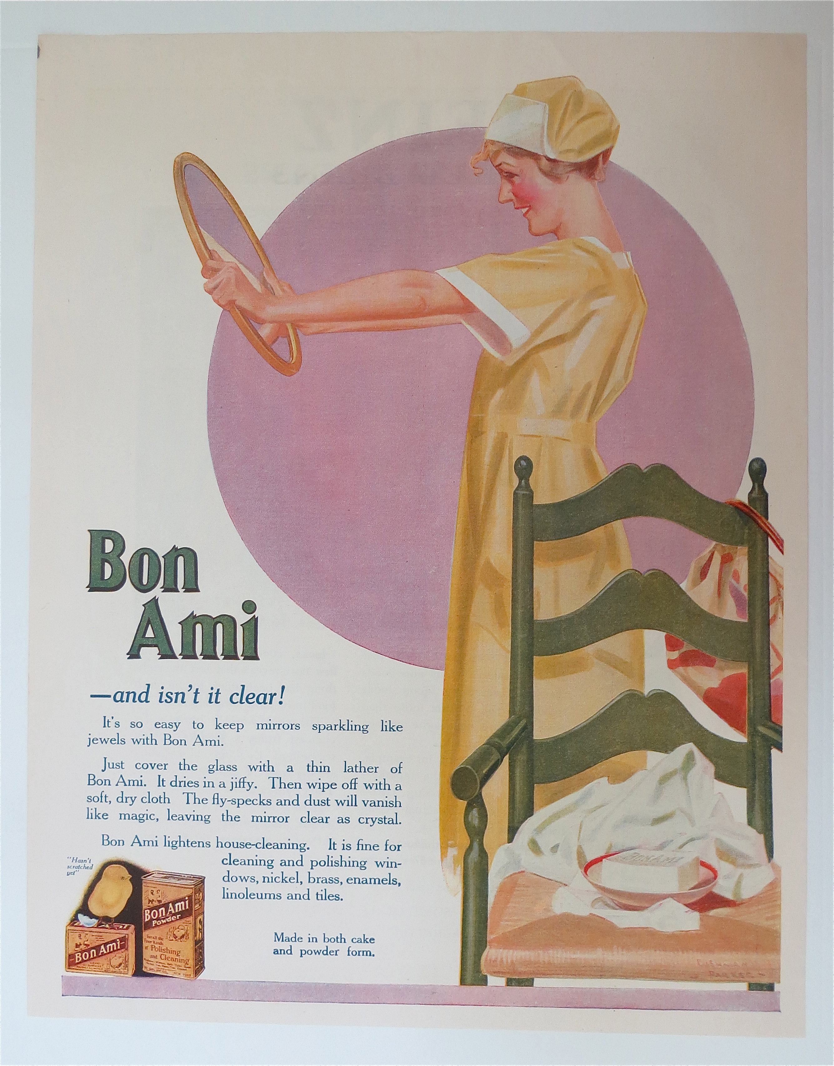 1920 Bon Ami with Woman Looking in a Clean Mirror