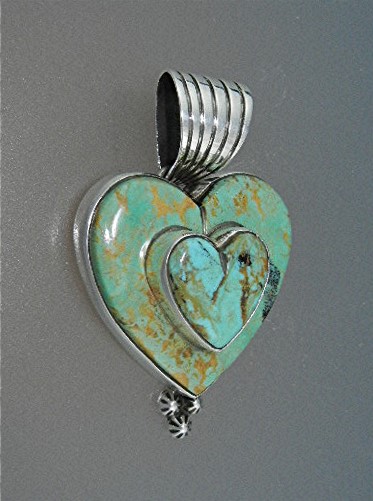 Dan Dodson Turquoise Sterling Silver Hearts Pendant