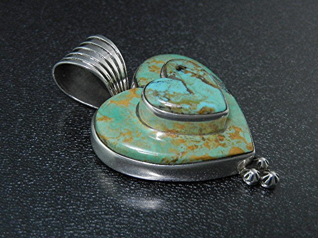 Dan Dodson Turquoise Sterling Silver Hearts Pendant